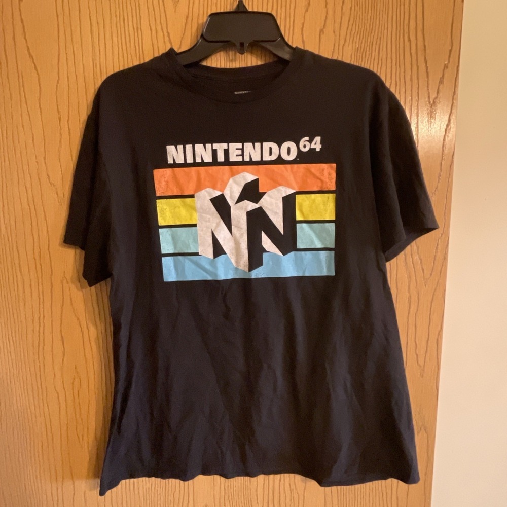 Nintendo 64 Mens Size Large Black T-shirt Short‎ Sleeves Logo